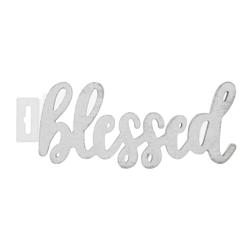 Hampton Art Wood Script, Blessed, 8 3/4" X 3 1/2" X 1/2", Wood Cutout, Word Cutouts for Crafts, Wooden Words for Crafts, Wooden Cut Out Letters, Laser Cut Words, Large Size - Image 1
